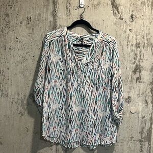 Maurices Multicolor Geometric Blouse